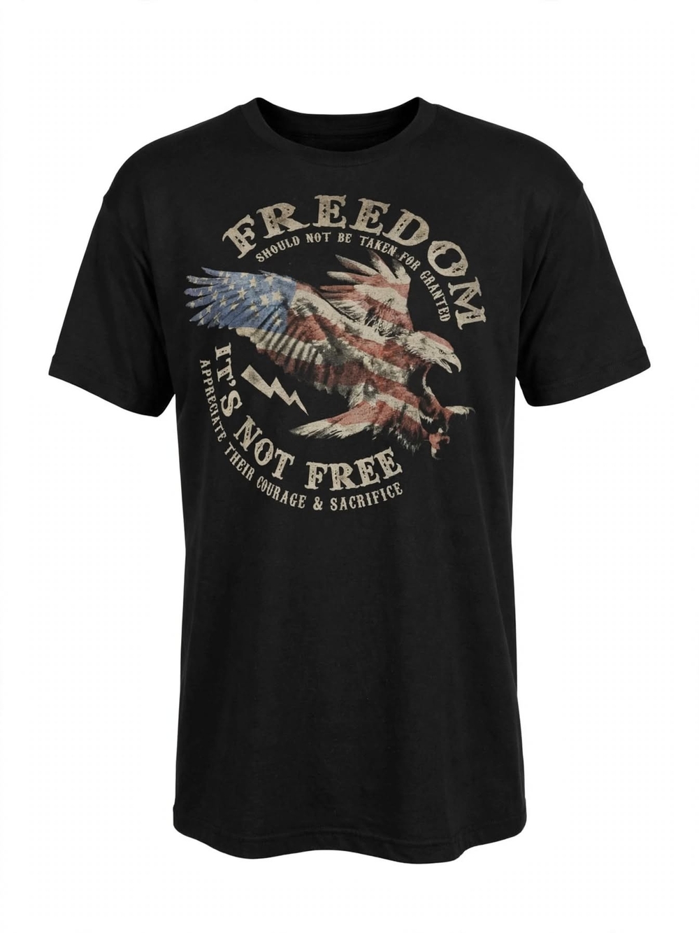 Freedom T-Shirt XL Black Eagle American Flag It's Not Free Patriotic GALT